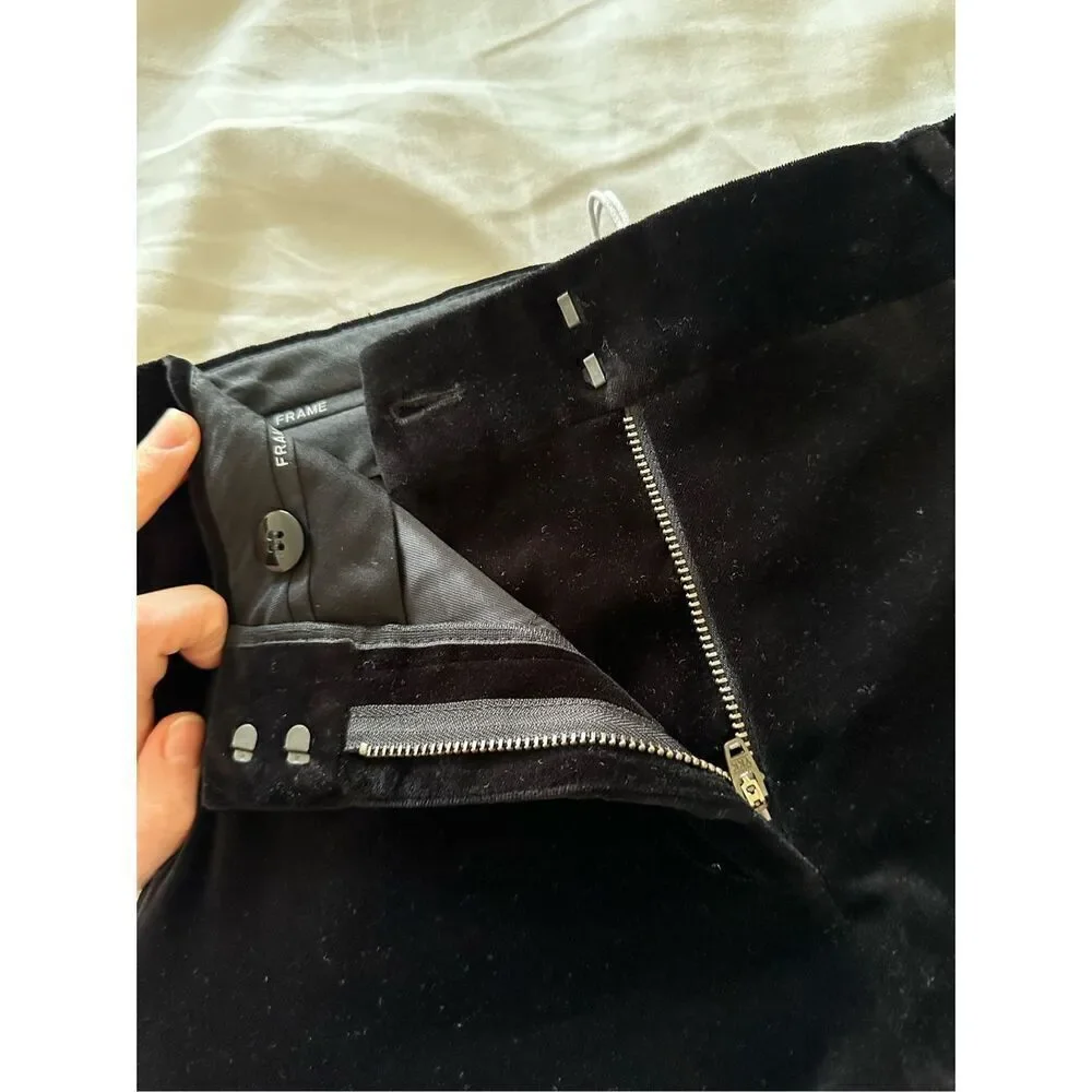 NWT Frame Sheen Noir Mini Boot Velvet Trousers Size 2